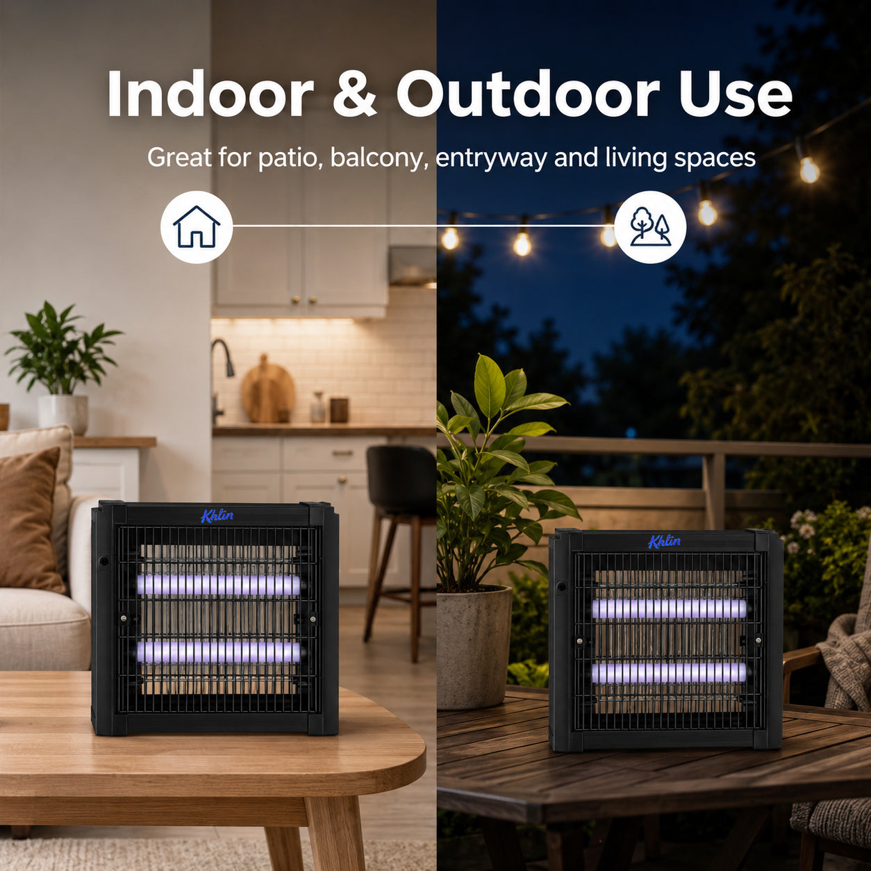 Khlin Bug Zapper Indoor, Electric Mosquito Killer with Dual UV Light Tubes, Compact Fly and Insect Zapper with Protective Outer Grid for Bedroom, Kitchen, Garage, Office and Patio