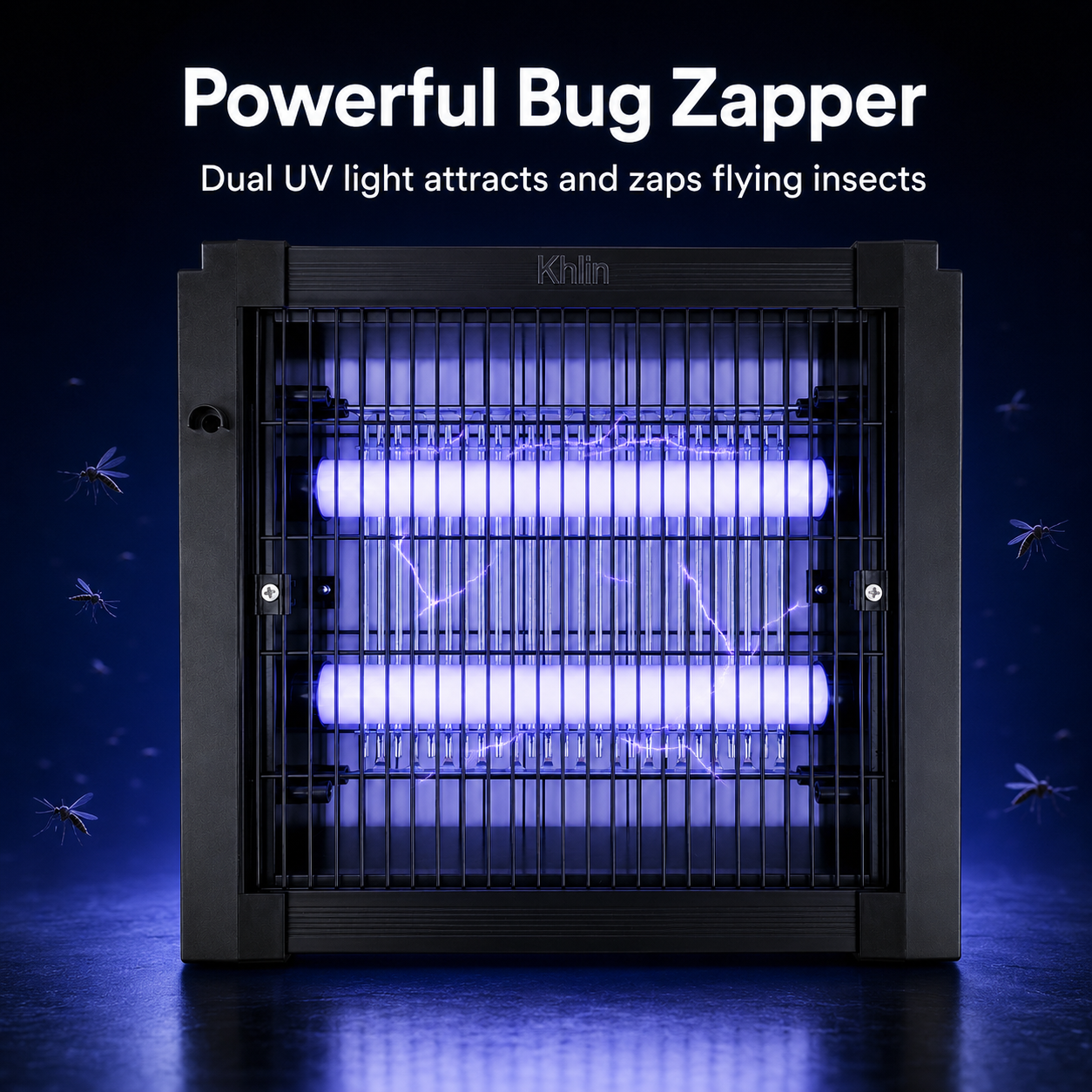 Khlin Bug Zapper Indoor, Electric Mosquito Killer with Dual UV Light Tubes, Compact Fly and Insect Zapper with Protective Outer Grid for Bedroom, Kitchen, Garage, Office and Patio