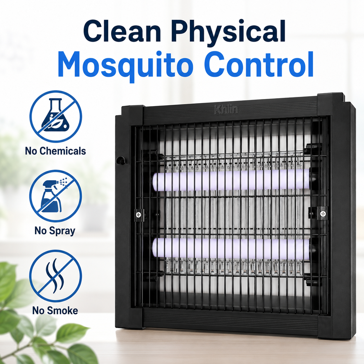 Khlin Bug Zapper Indoor, Electric Mosquito Killer with Dual UV Light Tubes, Compact Fly and Insect Zapper with Protective Outer Grid for Bedroom, Kitchen, Garage, Office and Patio