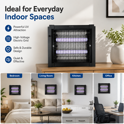 Khlin Bug Zapper Indoor, Electric Mosquito Killer with Dual UV Light Tubes, Compact Fly and Insect Zapper with Protective Outer Grid for Bedroom, Kitchen, Garage, Office and Patio