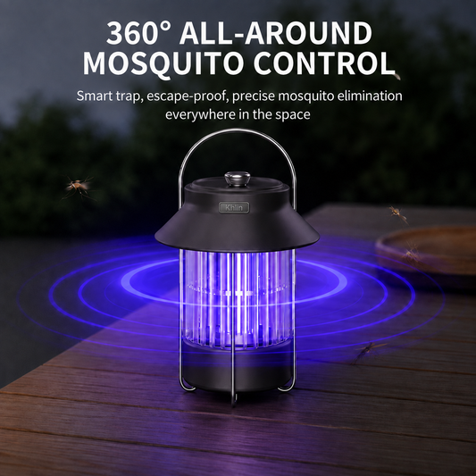 Khlin Mosquito Zapper Outdoor Indoor, 360° All-Around Bug Zapper with 365-395nm UV Light, Quiet Electric Insect Trap with Ambient Night Light, Portable Mosquito Killer Lamp for Camping, Patio, Bedroom, Garden