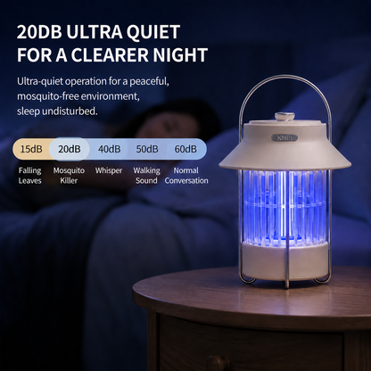 Khlin Mosquito Zapper Outdoor Indoor, 360° All-Around Bug Zapper with 365-395nm UV Light, Quiet Electric Insect Trap with Ambient Night Light, Portable Mosquito Killer Lamp for Camping, Patio, Bedroom, Garden