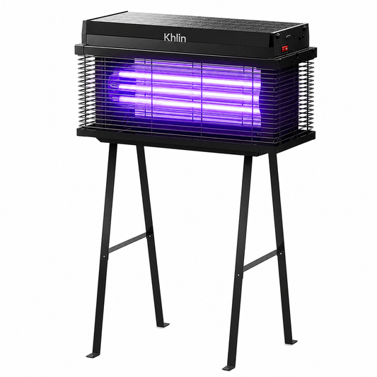Khlin Solar Mosquito Zapper Outdoor, 3 UV Tube Bug Zapper with 365+395nm Dual Wavelength, Automatic Dusk to Dawn Light Sensor, IPX4 Water Resistant All-Metal Insect Killer for Patio, Garden, Yard & Lawn